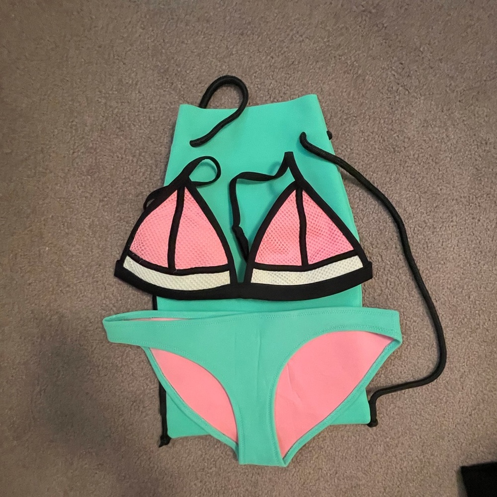 Green and pink Triangl bikini